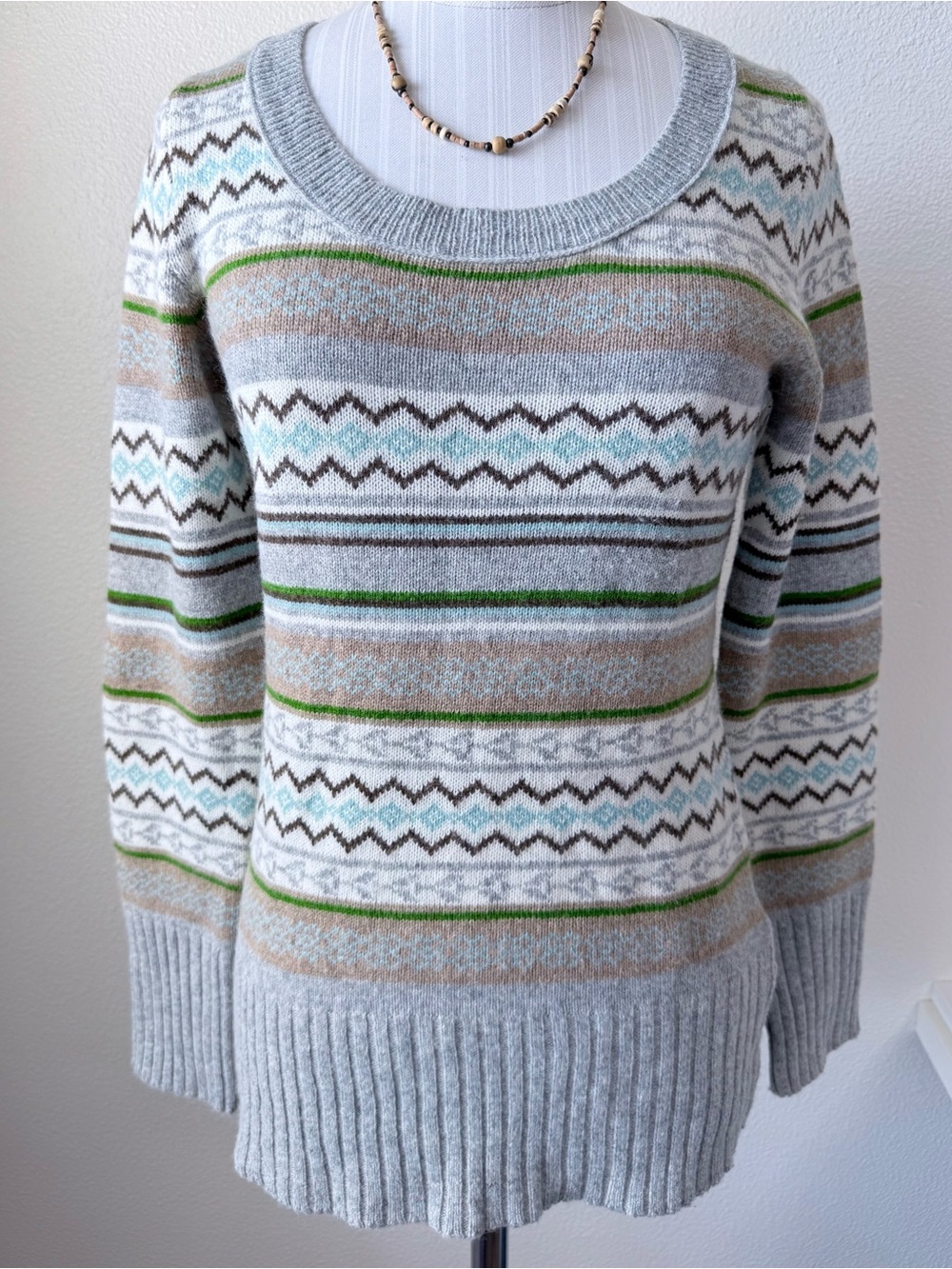 Vintage Y2K Old Navy Fair Isle Sweater Small Lambs Wool Angora Holiday 2007 EUC